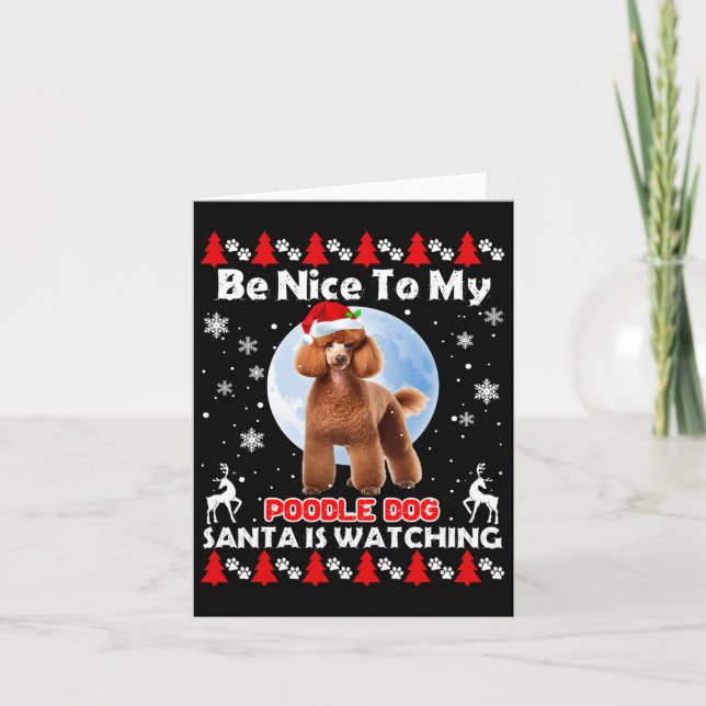 Tarjeta Los Navidades Feo De Poodle Me Gustan Poodle Santa (Anverso)