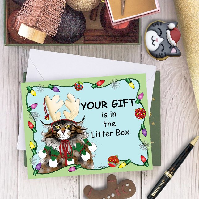 Tarjeta Los navidades le dan gracia al gato verde (Subido por el creador)