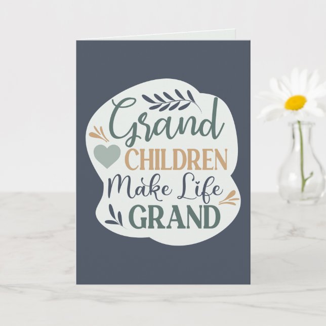 Tarjeta Los nietos con letras de mano hacen de la vida un  (Planta pequeña)