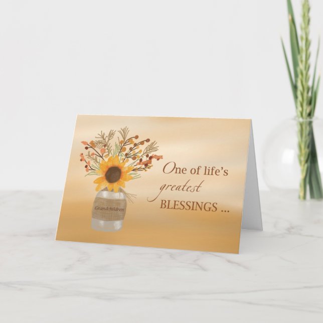 Tarjeta Los nietos son bendiciones en Acción de Gracias (Anverso)