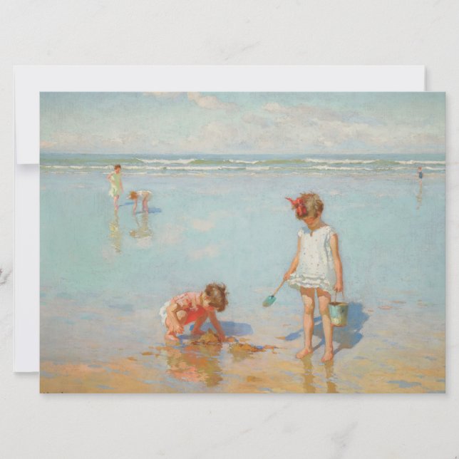 Tarjeta Los niños a orillas del mar (Escenario playero de  (Anverso)