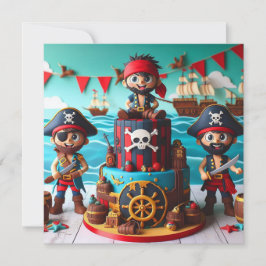TARJETA LOS NIÑOS CUMPLEN EL CUMPLEAÑOS CON TEMA DE PIRATA