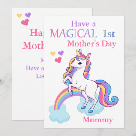 Tarjeta Los niños del 1er Día de la Madre de Unicornio se 