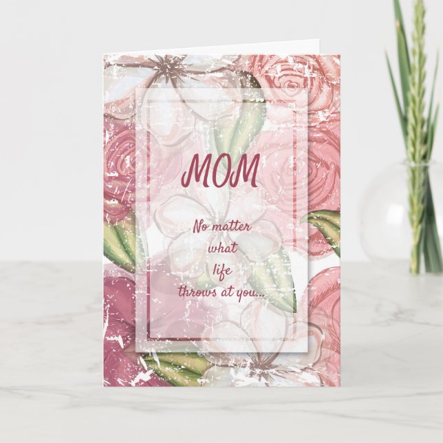 Tarjeta Los niños feos y divertidos con flores feliz día d (Anverso)