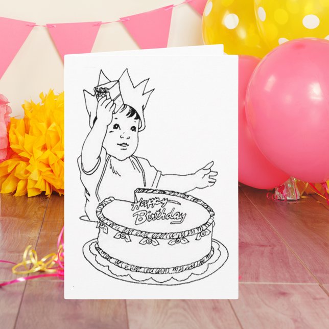 Tarjeta Los niños pequeños se divierten con el color de en (Happy Birthday Toddler Card)