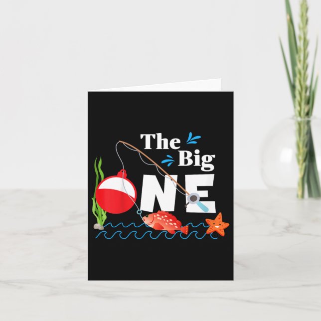 Tarjeta Los niños que pescan el gran primer cumpleaños de  (Anverso)