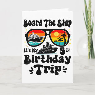 Tarjeta Los niños suben al barco es mi quinto cumpleaños 5