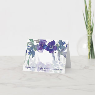 Tarjeta Los ojos del Señor, floral de acuarela púrpura No