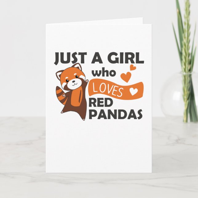 Tarjeta Los pandas rojos Chicas aman el Panda rojo Kawaii  (Anverso)