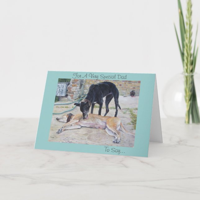 Tarjeta los perros grisones paisaje pintoresco arte día de (Anverso)