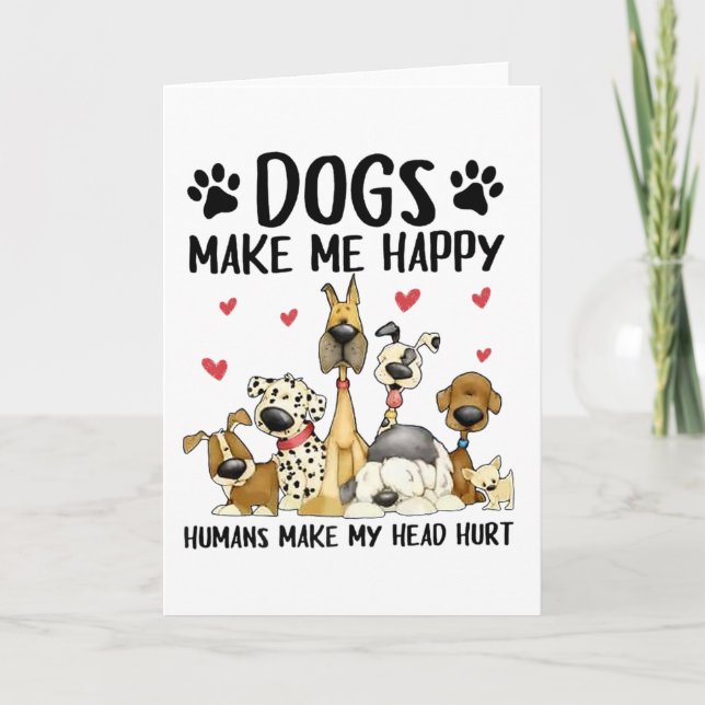 Tarjeta Los perros me hacen felices a los humanos me hacen (Anverso)