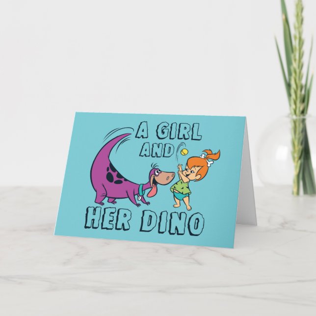 Tarjeta Los Picapiedra | Pelota de canicas y dino (Anverso)