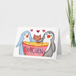 Tarjeta Los pingüinos adoran Popcorn