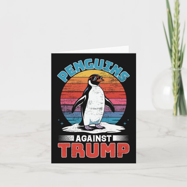Tarjeta Los pingüinos contra el pingüino Trump se alzan co (Anverso)