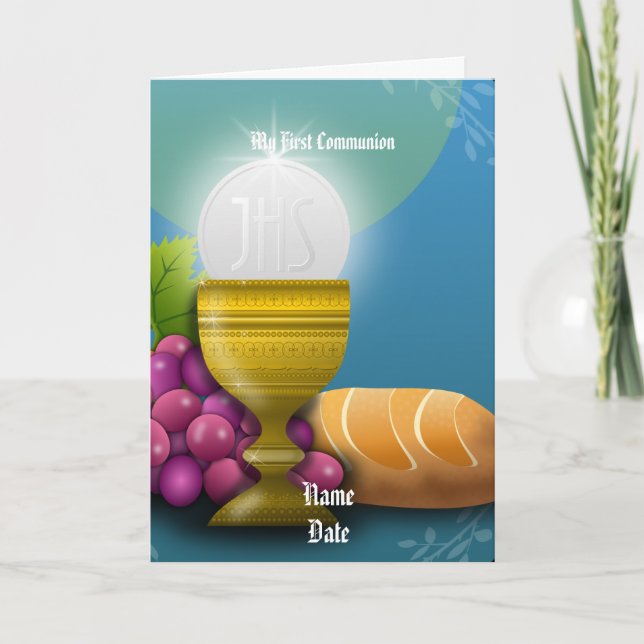 Tarjeta Los primeros regalos de la comunidad Eucaristía Pe (Anverso)