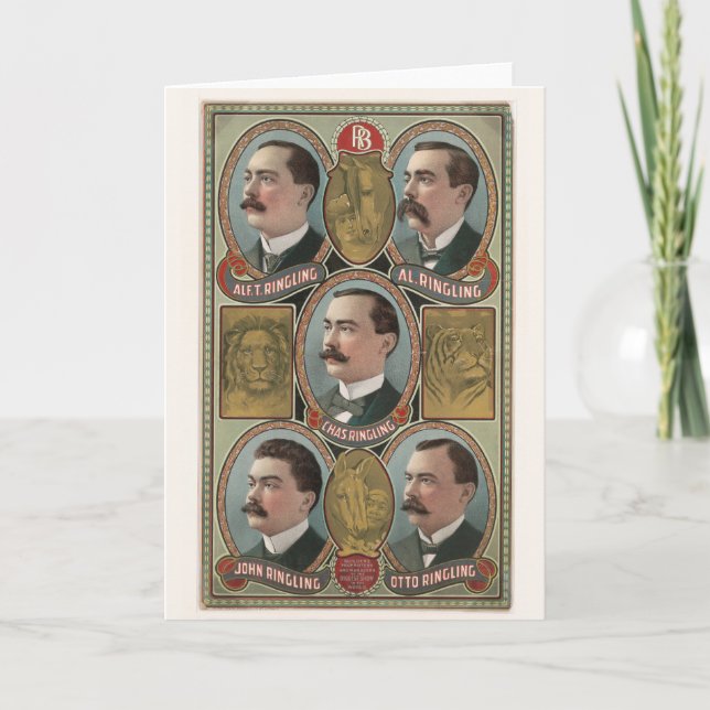 Tarjeta Los retratos del busto de cinco hermanos anillados (Anverso)