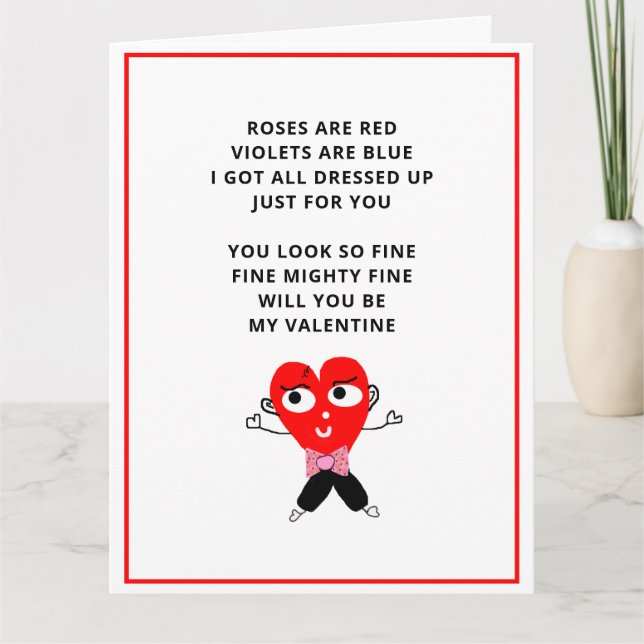 Tarjeta Los Rosas de poema de San Valentín son novios rojo (Anverso)