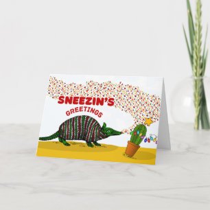 Tarjeta Los saludos de temporada de Sneezin con Armadillo