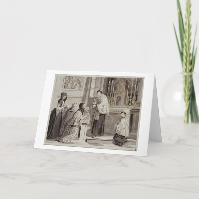 Tarjeta Los siete sacrificios: Comunión, 1779 (pluma, marr (Anverso)