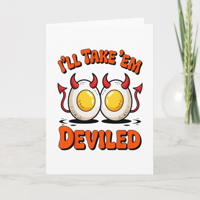 Tarjeta Los Tomaré Deviled Divertidos Huevos Diablos Día d (Anverso)