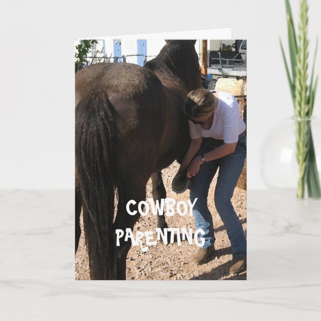 Tarjeta Los zapatos de los niños - Parenting del vaquero (Anverso)