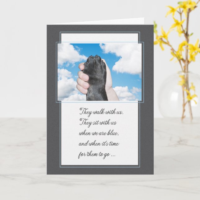 Tarjeta Loss of a Dog Hand Holding a Paw Pet Sympathy (flor amarilla)