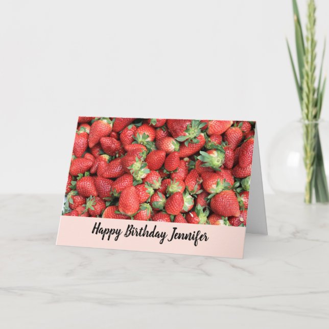Tarjeta Lote de Fresas Jugosas Rojas Cumpleaños (Anverso)