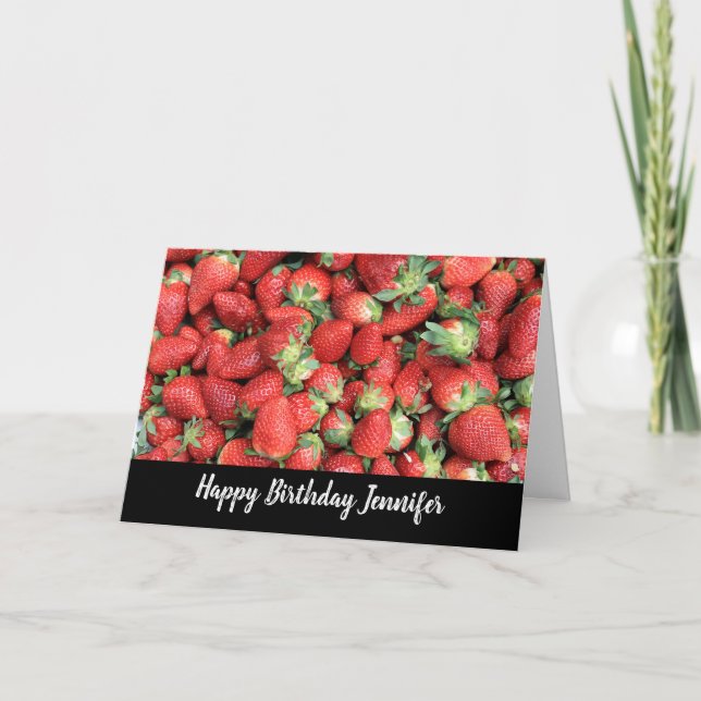 Tarjeta Lote de Fresas Jugosas Rojas Cumpleaños (Anverso)
