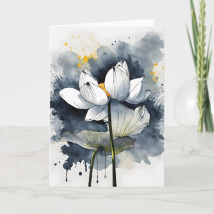 Tarjeta Lotus - Flores de acuarela