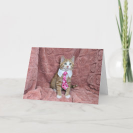 Tarjeta Louie, naranja adorable y gatito blanco en corbata