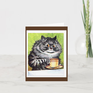 Tarjeta Louis Wain, Cat con una Copa de Café, Arte