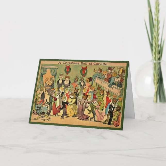 Tarjeta Louis Wain - Catville Ball Chirstmas (Anverso)