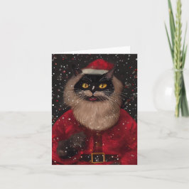 Tarjeta Louis Wain estilo Cat Santa Claus Navidades Card