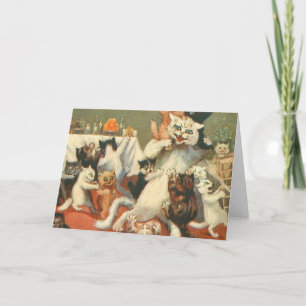Tarjeta Louis Wain Feliz Navidad