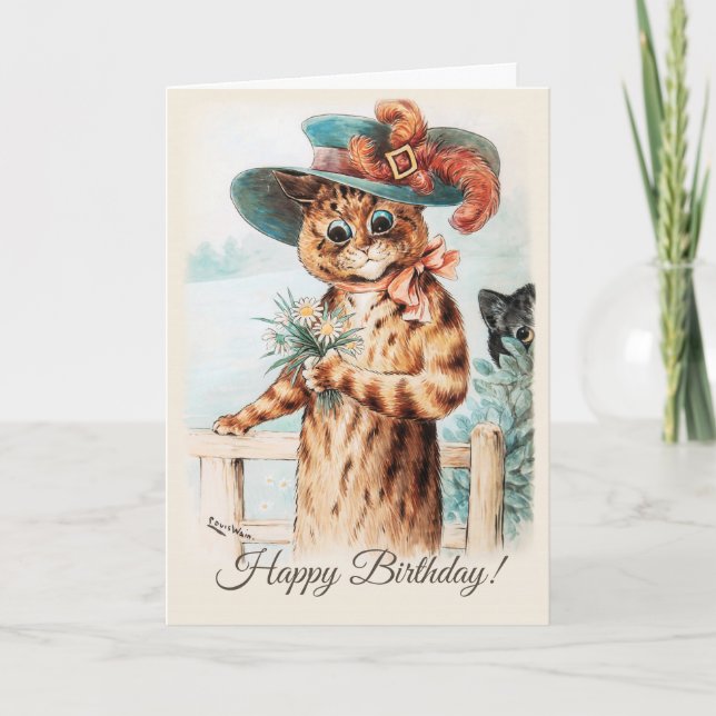 Tarjeta Louis Wain Flowers por la duquesa Cumpleaños CC100 (Anverso)