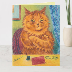 TARJETA LOUIS WAIN GATO NARANJA JENGIBRE CUMPLEAÑOS ROMÁNT