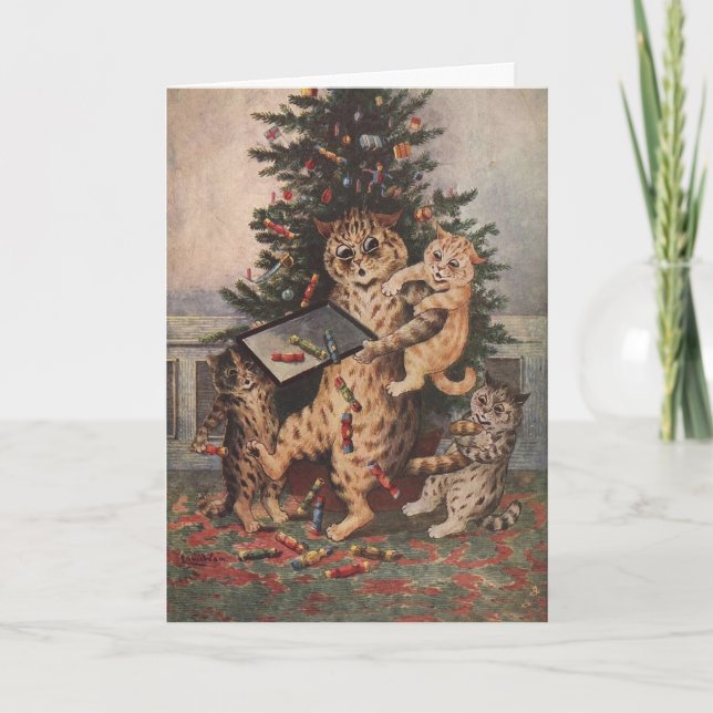 Tarjeta Louis Wain Navidad en Catland (Anverso)