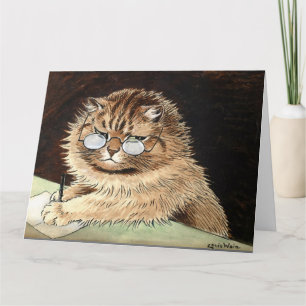 Tarjeta LOUIS WAIN PENSANDO EN USTED GRAY CAT Greeting Car