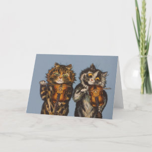 Tarjeta Louis Wain - Violinistas del gato - Arte antropomó
