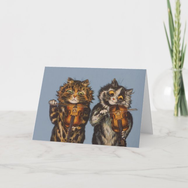 Tarjeta Louis Wain - Violinistas del gato - Arte antropomó (Anverso)