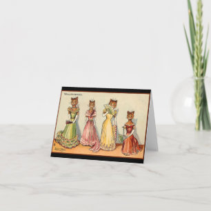 Tarjeta Louis Wain Wallflower Chica Cats