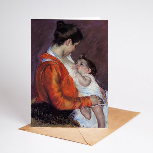 Tarjeta Louise amamantando a su hijo   Mary Cassatt