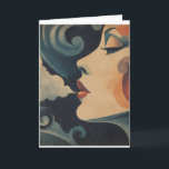 Tarjeta Louise Carte<br><div class="desc">Elle s'appelle Louise. Elle souffle et le monde tourne. Portrait graphique puissant d'une femme des années 30, inspiré de l'esthétique Art Déco. Lignes épurées, couleurs profondes bleu nuit et terracotta, une féminité affirmée et mystérieuse. Her name is Louise. She breathes, and the world turns. A powerful graphic portrait of a...</div>