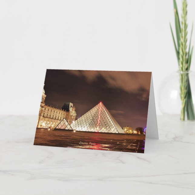 Tarjeta Louvre, París, Francia, fotografía panorámica (Anverso)
