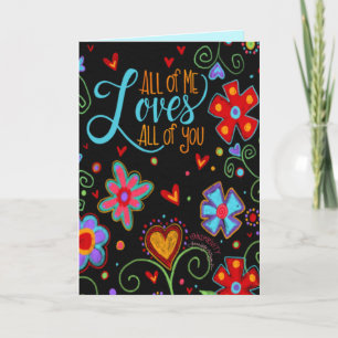 Tarjeta Love All You Black Fun Floral Valentine Modern