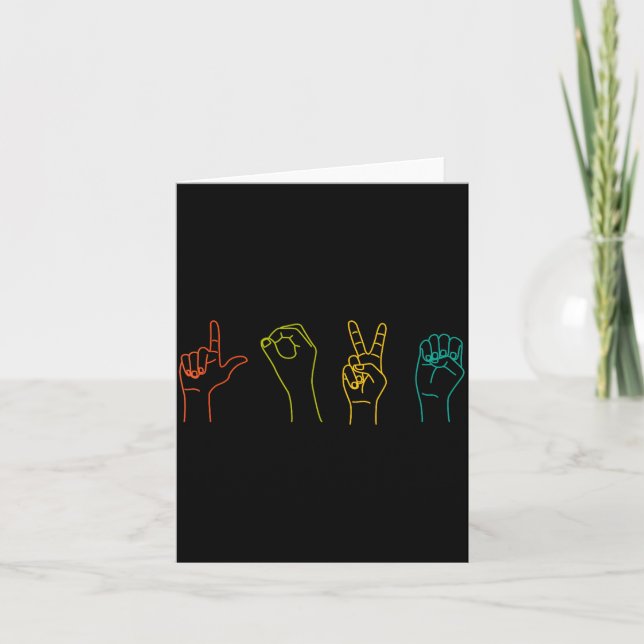 Tarjeta Love Asl Sign Language Alphabet Valentines Day  (Anverso)