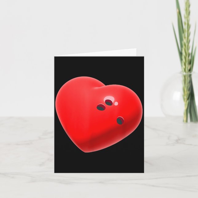 Tarjeta Love Bowling Ball Hearts Bowling Lover Valentine's (Anverso)