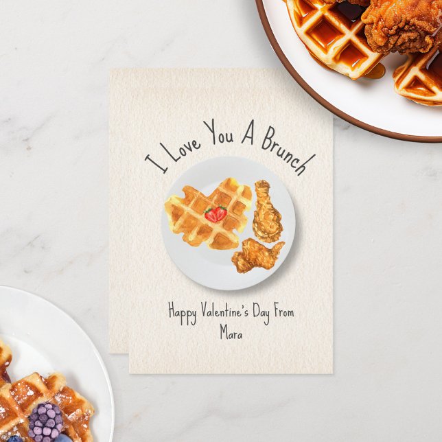 Tarjeta Love Brunch Pun Waffle Classroom Valentine (Subido por el creador)