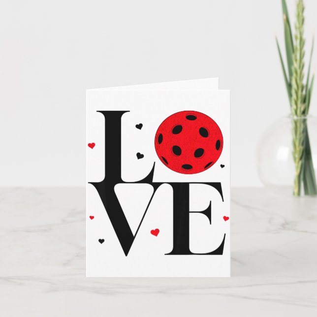 Tarjeta Love Ckleball Valentines Day Cute Red Heart  (Anverso)