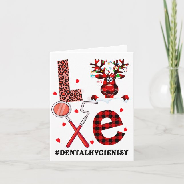 Tarjeta Love Dental Christmas Reindeer Dental Squad Xmas D (Anverso)